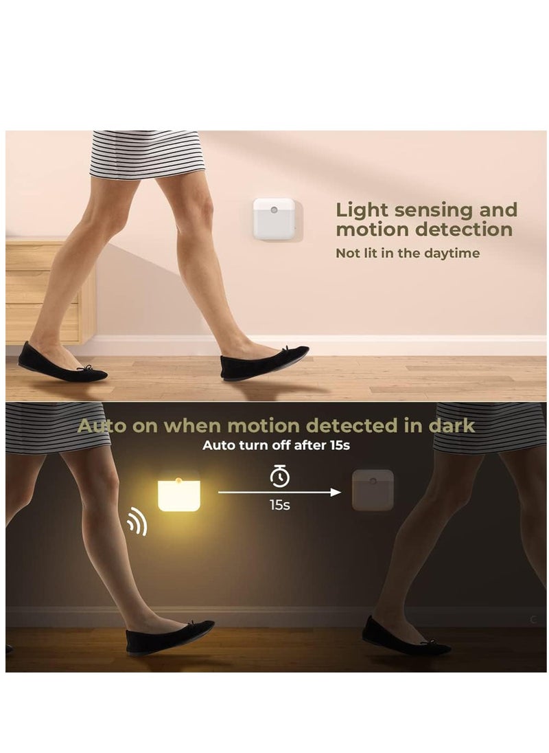 Furtey Smart Motion Sensor Night Light [Pack of 2] Type-C Charging Cable, Rechargeable Warm and White Night Lamp with Magnetic Attachment for Bedroom, Hallway, Stairs  - Image 4