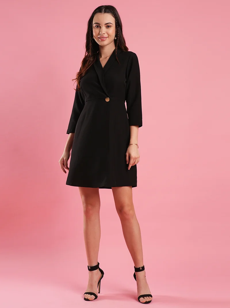 globus Globus Women Shawl Lapel Solid Mini Workwear Blazer Dress