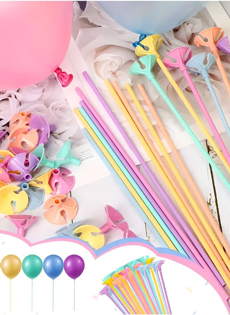 Reko 30 PCS Party Balloons,37Cm Balloon With Stick Holders Latex Balloon, Handheld Balloon - Multicolor - Image 3