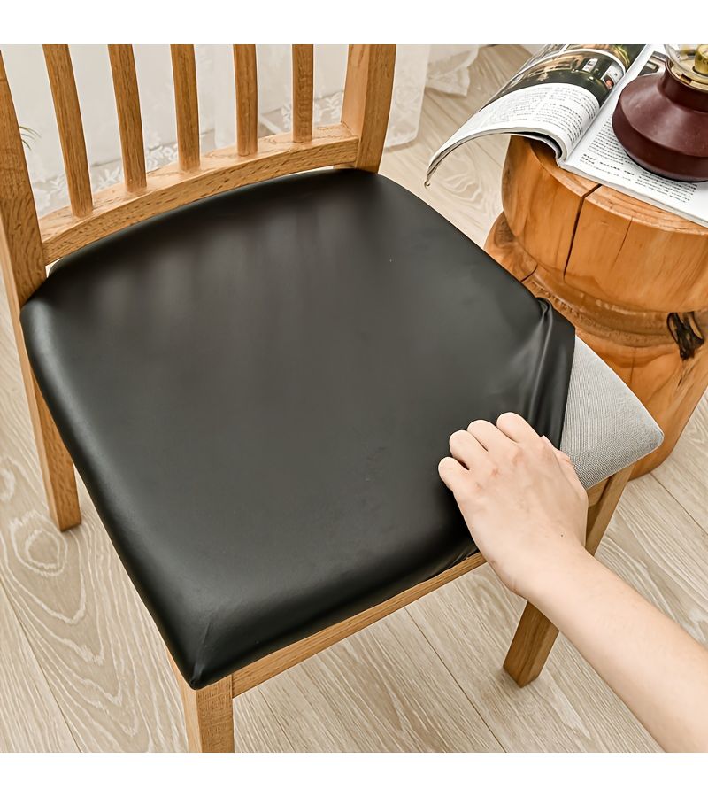 1pc Black Chair Cover Classic Style Multi Scene Use Removable Washable Seat Cushion Protector Simple Design Easy To Install Fit For Various Chair Types - Image 1