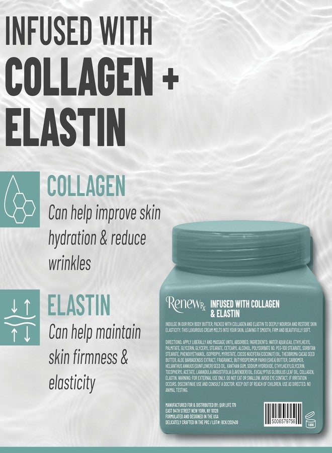 RENEW RX Collagen + Elastin Skin Strengthening Body Butter for Dry Skin - Hydrating & Firming Skin Care, Vegan Skincare, 16 oz - Image 2