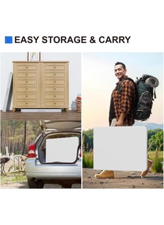 NNEWVANTE Foldable Table 6ft, Plastic Folding Table, Portable Heavy Duty Dining Table with Lock Function & Carrying Handle, Outdoor Indoor Foldable White Table for Camping Party Picnic  - Image 5