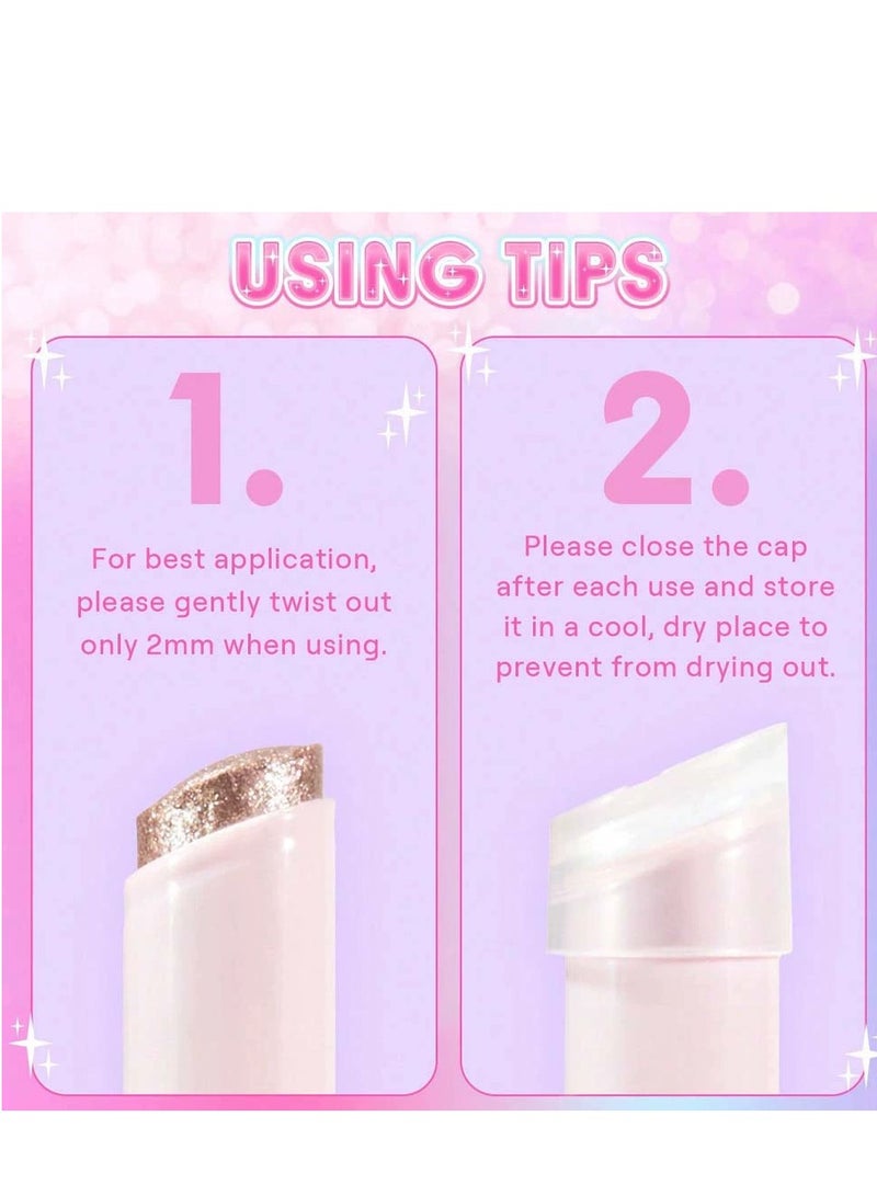 PAGE VINE كريستال جيلي جليز ستيك ظلال العيون عصا كحل منير قلم تلوين مع فرشاة سهلة المزج طويلة الأمد لامع ظلال العيون عصا - فتاة ذهبية - Image 3