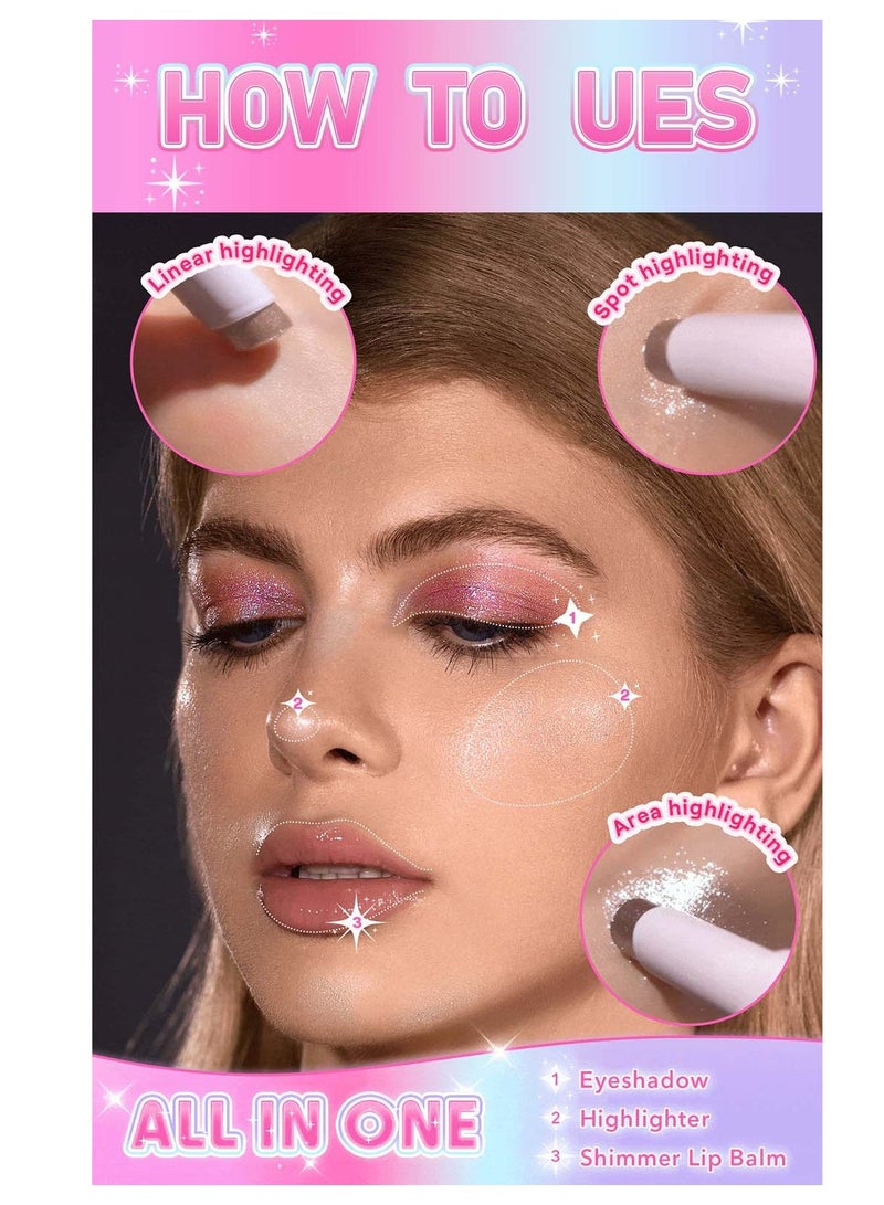 PAGE VINE كريستال جيلي جليز ستيك ظلال العيون عصا كحل منير قلم تلوين مع فرشاة سهلة المزج طويلة الأمد لامع ظلال العيون عصا - فتاة ذهبية - Image 5