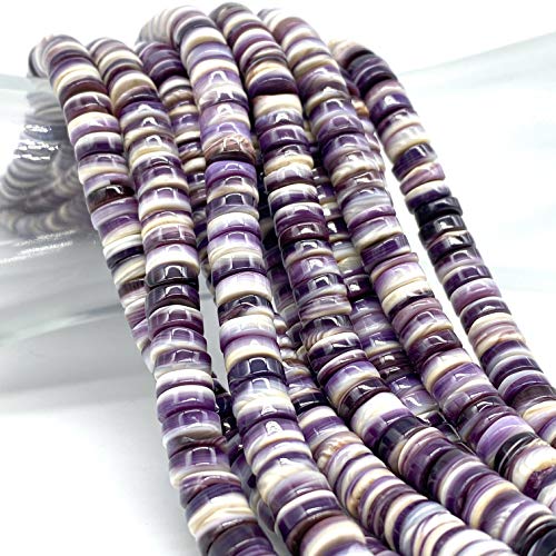 ABC GEMS USA ABCGEMS New England White-Lavender Wampum Shell Beads from Northeastern USA (America's First Currency from 1637-1673) Hand Polished for Maximum Luster - Rich Striations - Smooth Edges -Heishi 12mm - Image 5