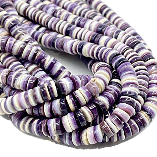 ABC GEMS USA ABCGEMS New England White-Lavender Wampum Shell Beads from Northeastern USA (America's First Currency from 1637-1673) Hand Polished for Maximum Luster - Rich Striations - Smooth Edges -Heishi 12mm - Image 1
