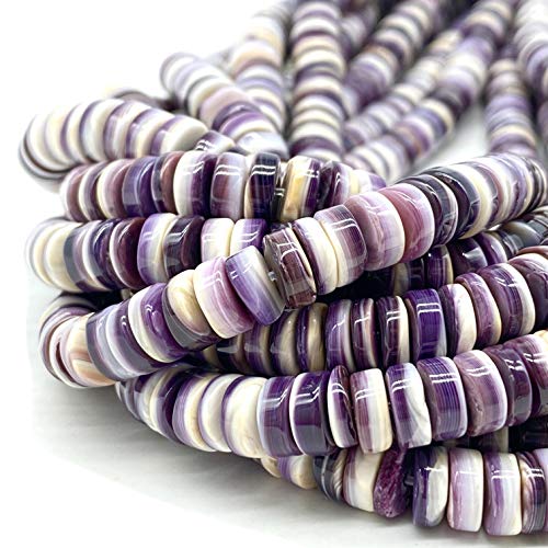 ABC GEMS USA ABCGEMS New England White-Lavender Wampum Shell Beads from Northeastern USA (America's First Currency from 1637-1673) Hand Polished for Maximum Luster - Rich Striations - Smooth Edges -Heishi 12mm - Image 3