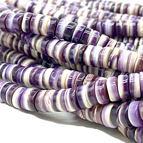 ABC GEMS USA ABCGEMS New England White-Lavender Wampum Shell Beads from Northeastern USA (America's First Currency from 1637-1673) Hand Polished for Maximum Luster - Rich Striations - Smooth Edges -Heishi 12mm - Image 2
