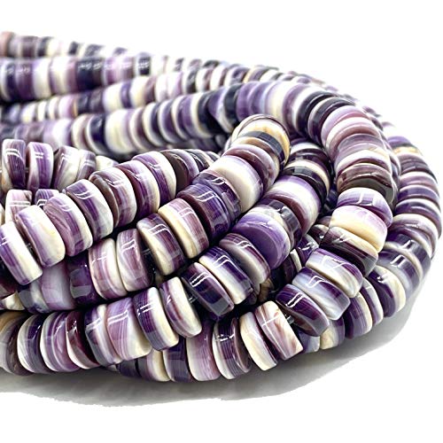 ABC GEMS USA ABCGEMS New England White-Lavender Wampum Shell Beads from Northeastern USA (America's First Currency from 1637-1673) Hand Polished for Maximum Luster - Rich Striations - Smooth Edges -Heishi 12mm - Image 4
