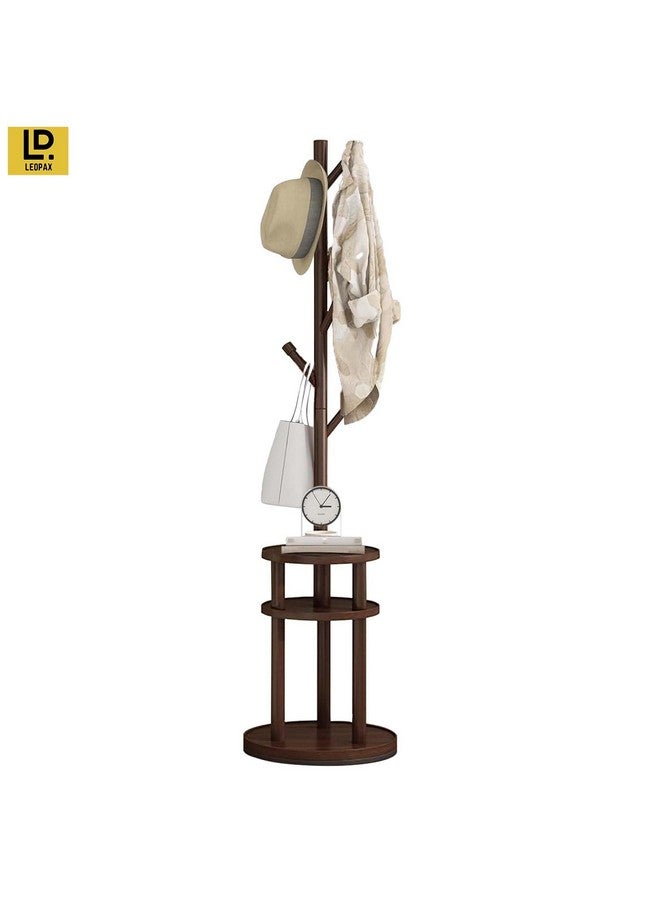 LEOPAX LEOPAX® Premium Coat Rack Freestanding Tree Shape Bamboo Coat Stand With 6 Hooks for Livingroom, Bedroom, Hallway - (40 x 40 x 161cm) - Dark Brown  - Image 2