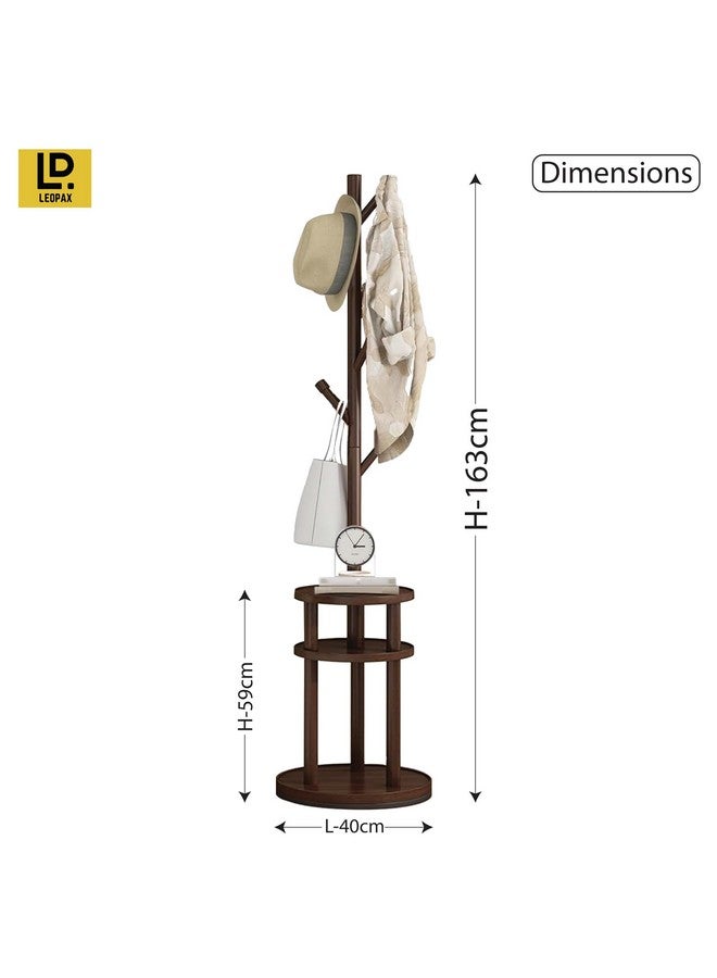 LEOPAX LEOPAX® Premium Coat Rack Freestanding Tree Shape Bamboo Coat Stand With 6 Hooks for Livingroom, Bedroom, Hallway - (40 x 40 x 161cm) - Dark Brown  - Image 4