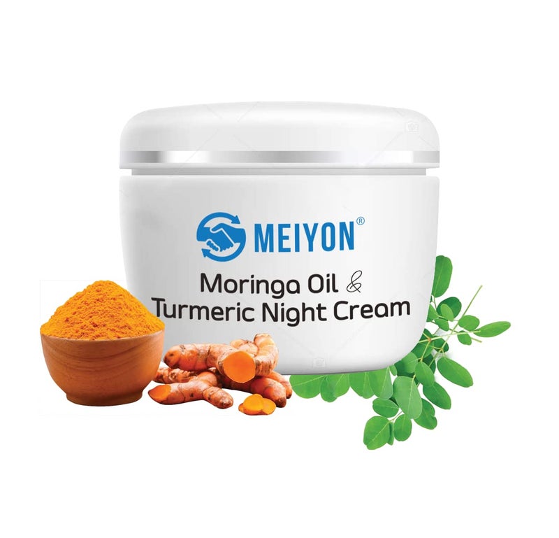 Meiyon Moringa Night Cream with Turmeric for Anti ageing Reduces Fine lines Dark spots 50g - Image 1