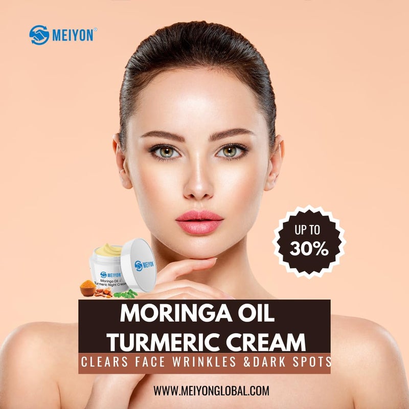 Meiyon Moringa Night Cream with Turmeric for Anti ageing Reduces Fine lines Dark spots 50g - Image 4
