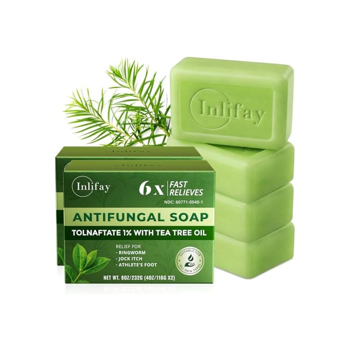 Inlifay Soap Bar for Athlete's Foot, Jock Itch & Ringworm,Body Wash for Men, Post-Workout Cleanser for Gym & Locker Room, 2-Pack