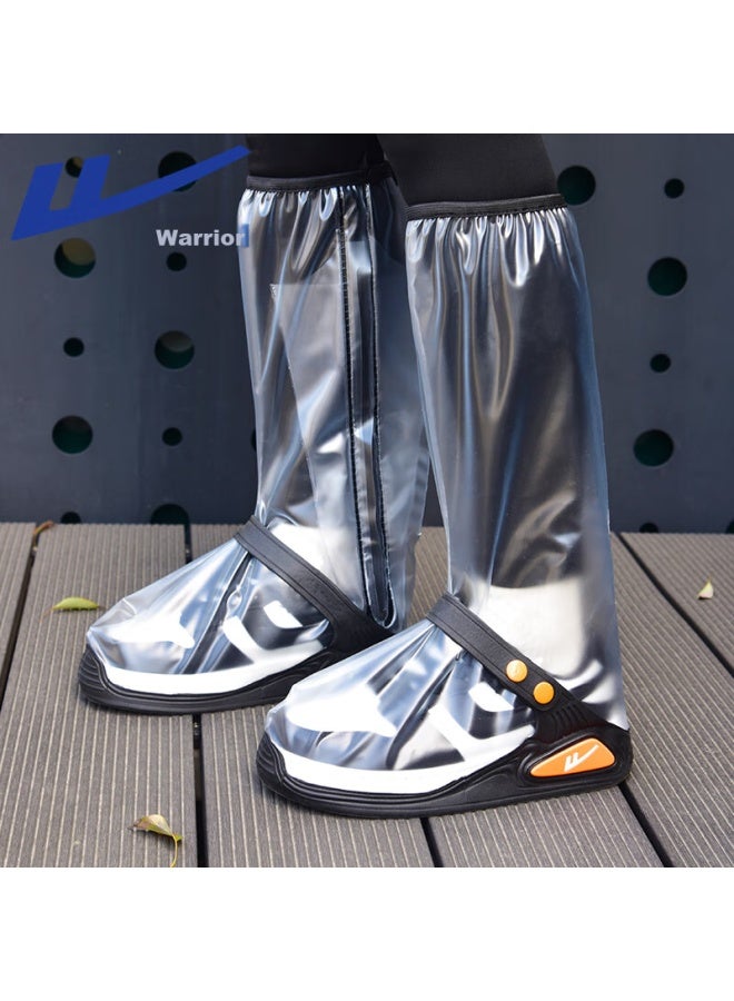 Pull Back Warrior Rain Boots For Men And Women, High-top Waterproof Rain Shoes, Thickened Wear-resistant Cycling Hiking Overshoes 239-1 White L - Image 1
