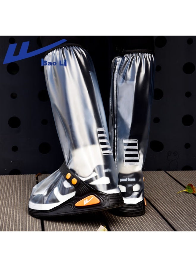 Pull Back Warrior Rain Boots For Men And Women, High-top Waterproof Rain Shoes, Thickened Wear-resistant Cycling Hiking Overshoes 239-1 White L - Image 2
