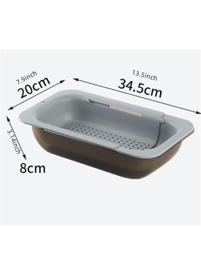 HOOKOR Over the Sink Strainer Colander Basket Set with Bowl, Fruits, Adjustable Retractable Plastic Colander,Wash Vegetables and Fruits, Drain Cooked Pasta and Dry Dishes (Gray With Bowl)  - Image 2