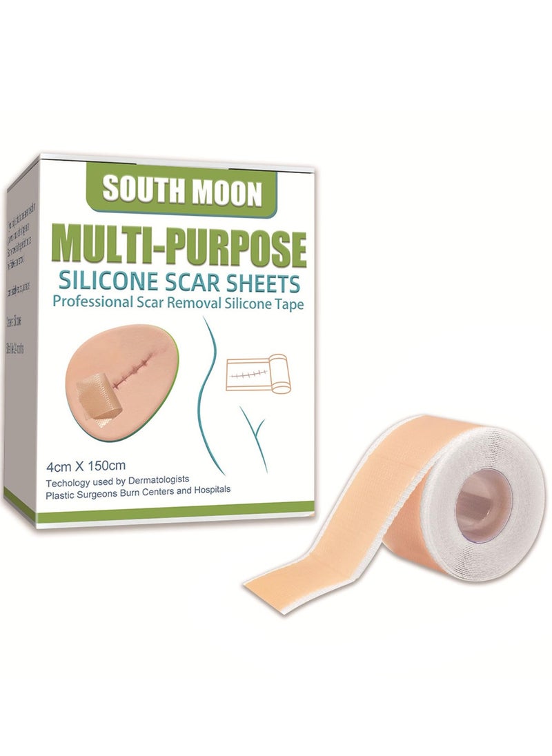 SOUTH MOON - Silicone Scar Patch, Fade Scar Sticker, Efficient Beauty Scars Removal Cesarean Section Burn Scars Left Behind Gel Painless Tape Roll (4cm * 1.5m) - Image 1