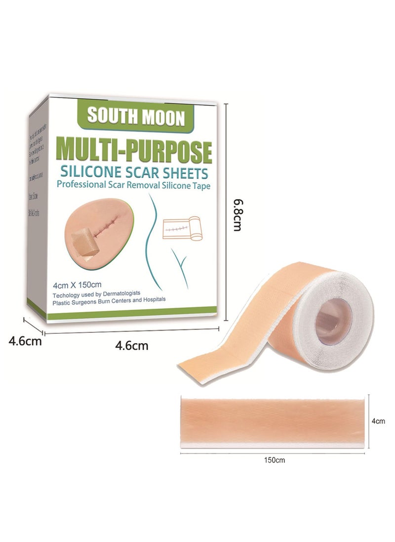 SOUTH MOON - Silicone Scar Patch, Fade Scar Sticker, Efficient Beauty Scars Removal Cesarean Section Burn Scars Left Behind Gel Painless Tape Roll (4cm * 1.5m) - Image 1