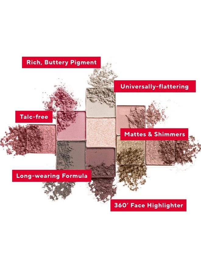 Mirabella Eye Love You Neutral Shimmer Eyeshadow Palette - Makeup Palette w/Ultra Pigmented Pressed Powders, Creamy Matte & Shimmer Pink Eyeshadow Shades - Romance - Image 2
