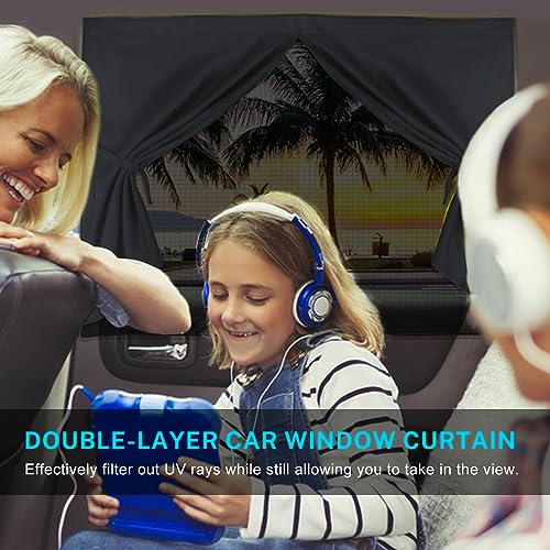 DIZA100 Car Window Shades, 2 PCS Magnetic Double Layer Auto Sun Shade for Side Windows Privacy Full Covers/Half Shade Options Back Car Window Curtains for Baby Protection - Image 3