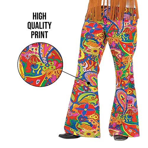 fun shack Men Bell Bottom Pants 70s Costume, Adult Hippie Outfit for Halloween, Retro Party Wear for Men, Large - Image 4
