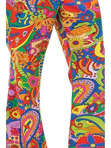fun shack Men Bell Bottom Pants 70s Costume, Adult Hippie Outfit for Halloween, Retro Party Wear for Men, Large - Image 2