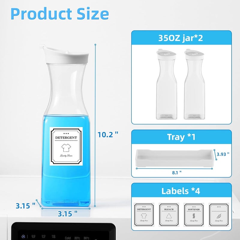 SUBEKYU Laundry Detergent Dispenser,Laundry Soap Dispenser,Laundry Detergent Container,35OZ Fabric Softener Dispenser with Tray,Liquid Laundry Detergent Dispenser, Laundry Room Organization,Extra 4 Labels - Image 2