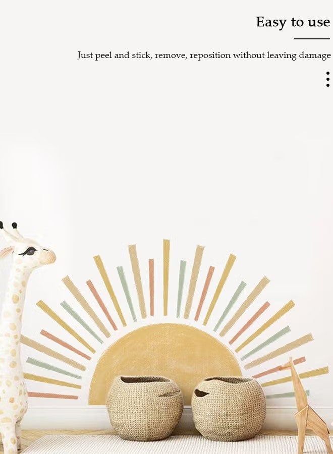 إيليلي ملصق حائط لغرفة الأطفال، ملصقات حائط للنظام الشمسي للأطفال، ملصق حائط مقاوم للماء من مادة البولي فينيل كلوريد، ملصقات حائط نصف شمس لتزيين حائط غرفة نوم الأولاد والبنات - Image 5