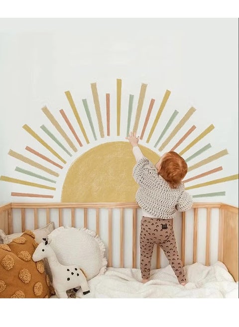 Wall Sticker for Kids Room, Solar System Wall Stickers for Kids, PVC Waterproof Wall Sticker, Half Sun Wall Decals for Boys Girls Bedroom Wall Decoration