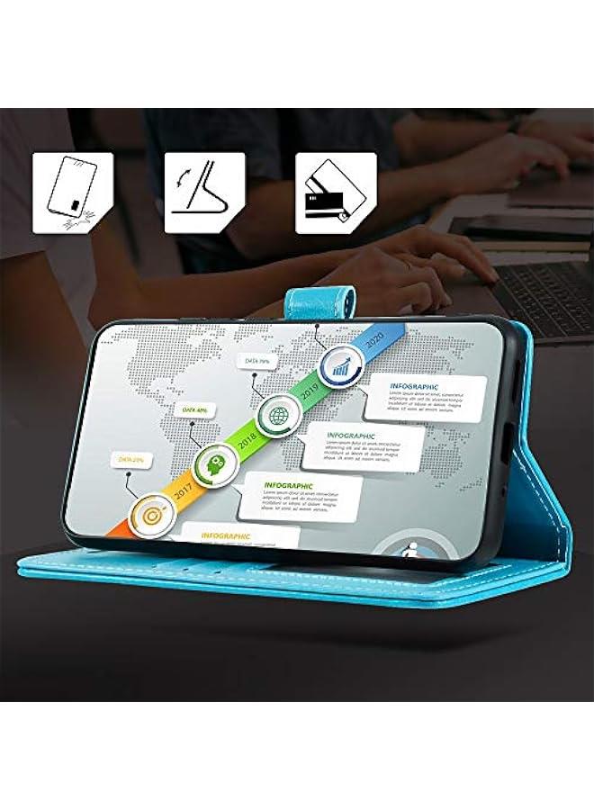 Premium PU Leather Flip Case with Card Holder and Kickstand for Tecno Spark Go 2022/Tecno Spark 8C (6.52)- Sky Blue - Image 5