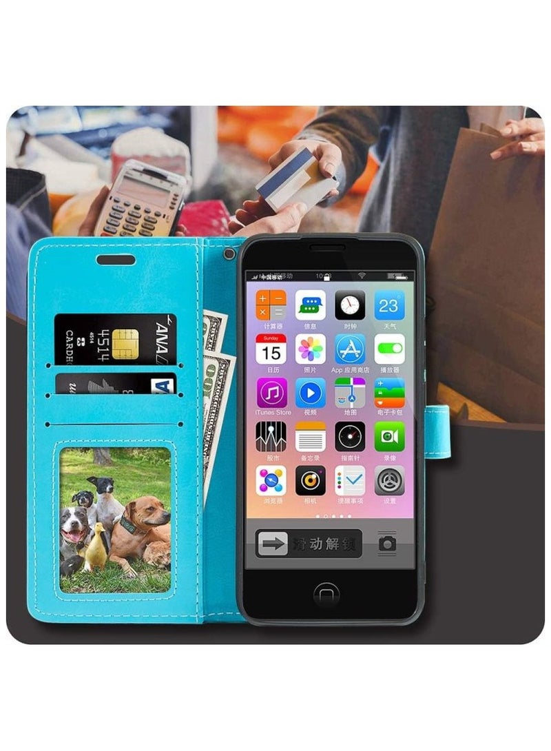 Premium PU Leather Flip Case with Card Holder and Kickstand for Tecno Spark Go 2022/Tecno Spark 8C (6.52)- Sky Blue - Image 3