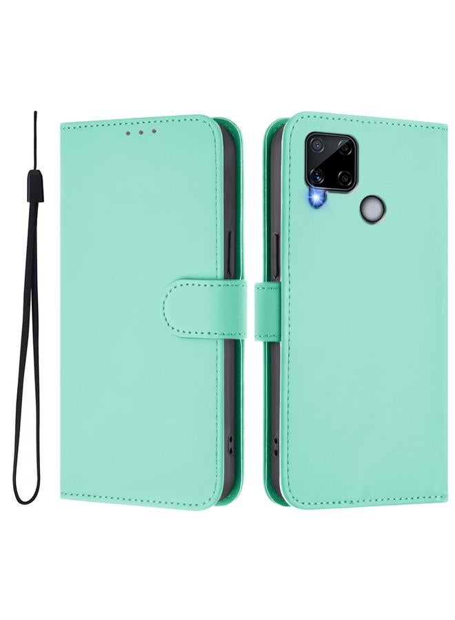S-TOP Case For Realme C25 / C15 / C12 / C25s Skin Feel Solid Color Leather Phone Case with Lanyard - Image 2
