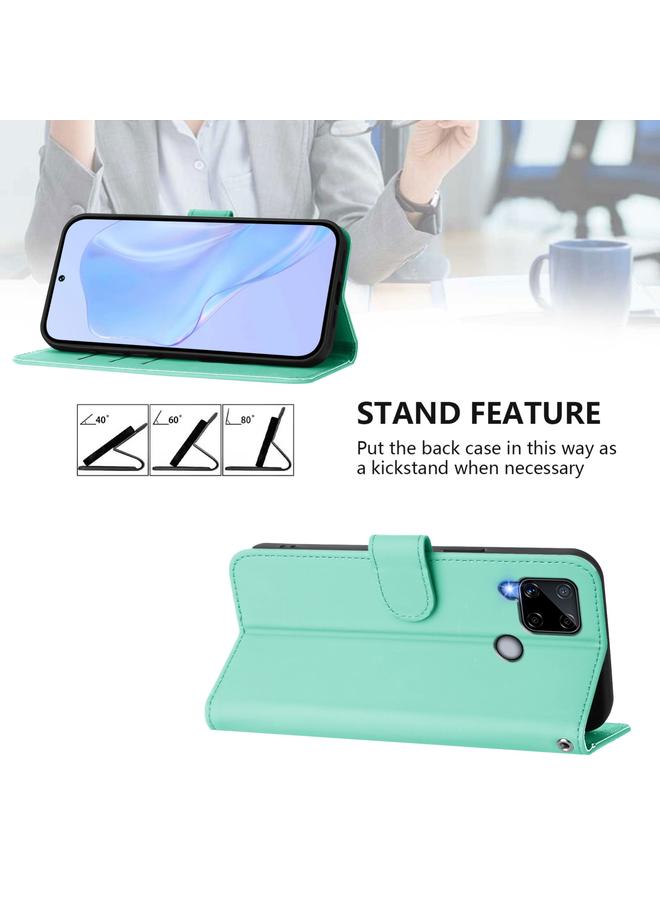 S-TOP Case For Realme C25 / C15 / C12 / C25s Skin Feel Solid Color Leather Phone Case with Lanyard - Image 3