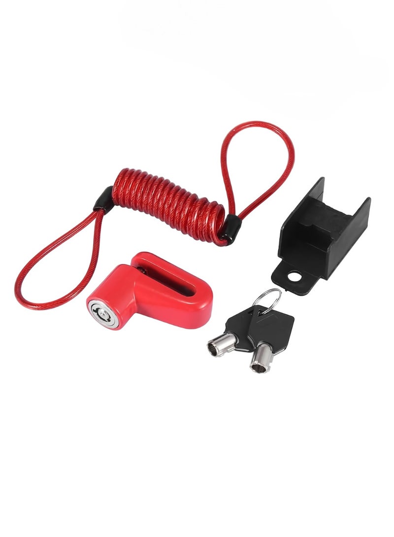 AROAQ Motorcycle Disc Brake Lock, Anti Theft Wheel Lock With Red Rope Kit, Aluminum Alloy Mountain Road Bike Tyre Lock, Small And Easy To Carry Motorcycle Lock For Theft Prevention, (Red) - Image 1