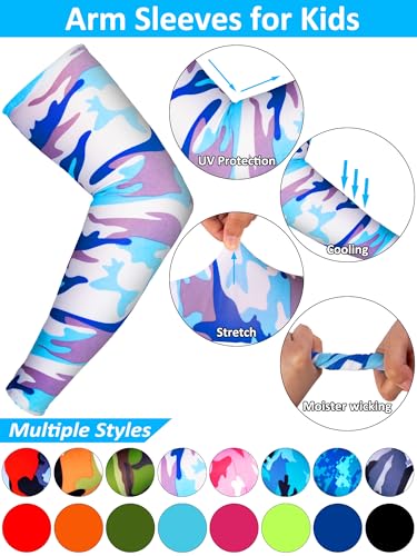 Mntrprko 16 Pairs Sports Arm Sleeves for Kids Basketball Baseball Arm Sleeves UV Sun Protection Cooling Arm Cover Sleeve (Classic Color, 3-6 Years) - Image 3
