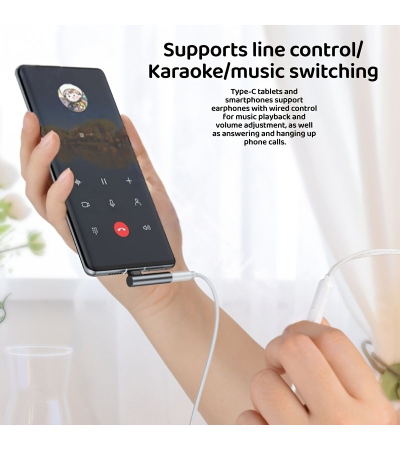 محول من نوع C إلى 3.5 ملم للصوت، على شكل حرف L، محول صوت رقمي محمول وصغير الحجم للهواتف والأجهزة اللوحية، باللون الأسود - Image 4
