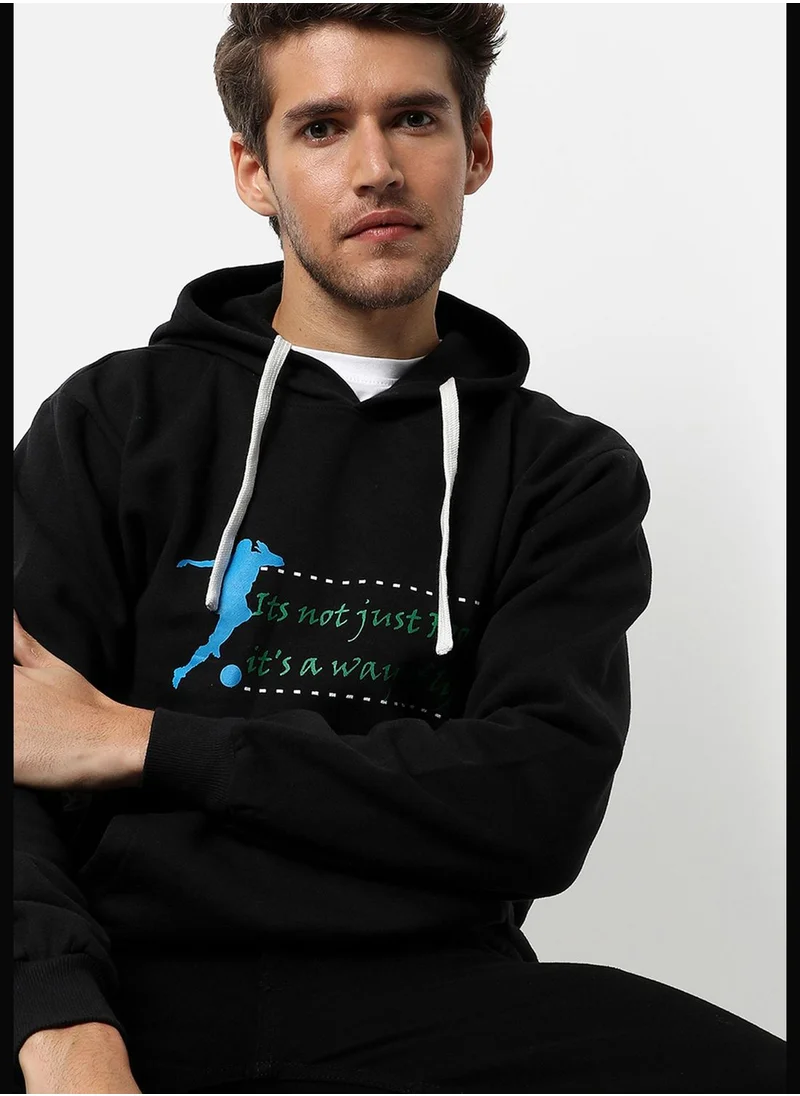 Campus Sutra Front Pocket Printed Hoodie