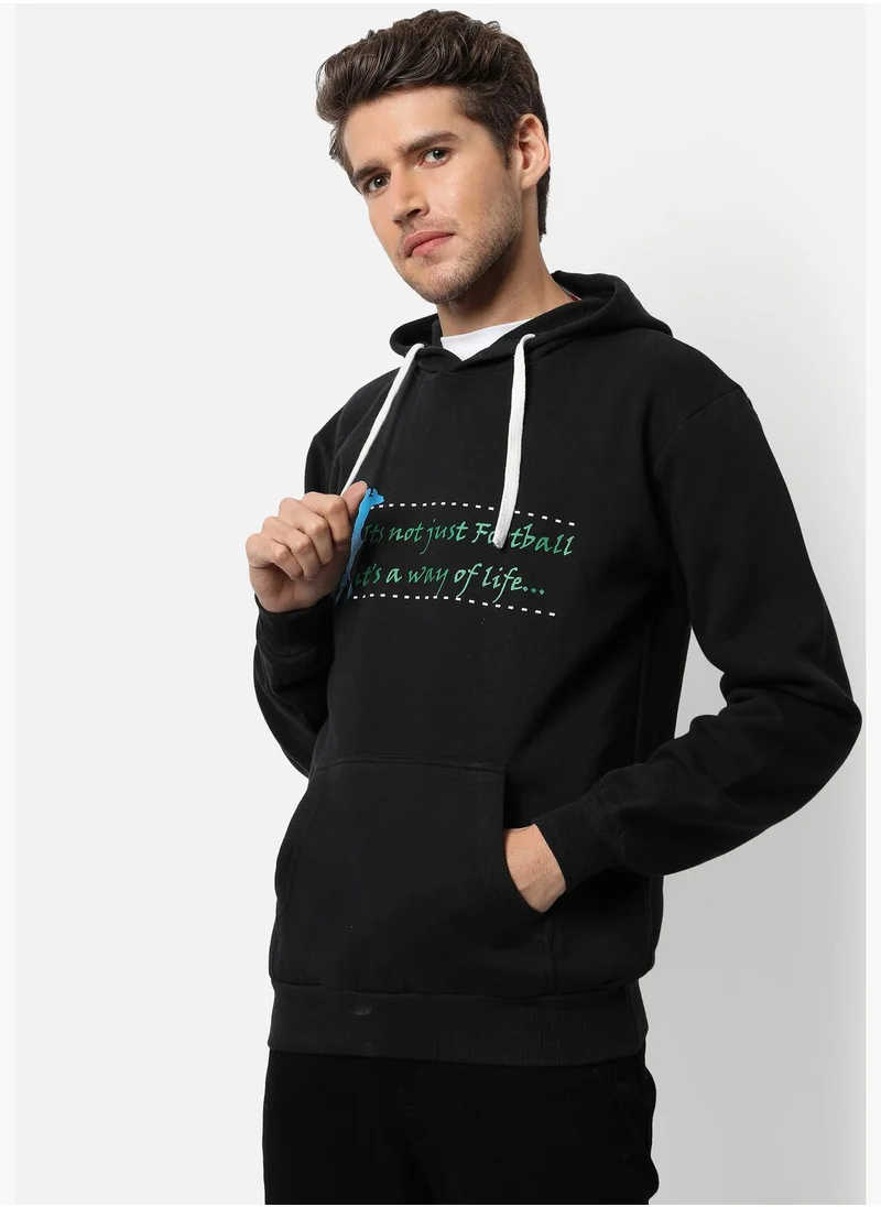 Campus Sutra Front Pocket Printed Hoodie