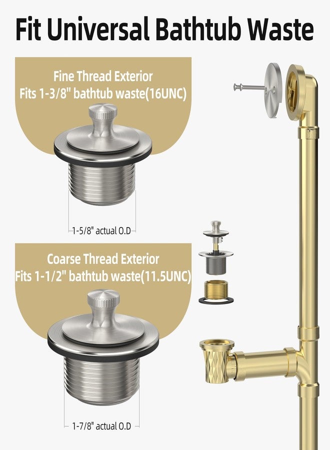 Sogmeter Brushed Nickel Bathtub Drain, Hair Catcher and 2-Hole Overflow Faceplate, 11.5/16 UNC, Lift and Turn Bathtub Drain Replacement, Tub Drain Stopper - Image 3