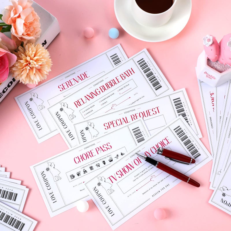 Zonon بطاقات قسائم حب زونون 20 قطعة للزوجين، الزوج، الزوجة، الصديق أو الصديقة هدية رومانسية للزفاف، الذكرى السنوية أو عيد الميلاد، 20 تصميم (أبيض) - Image 5