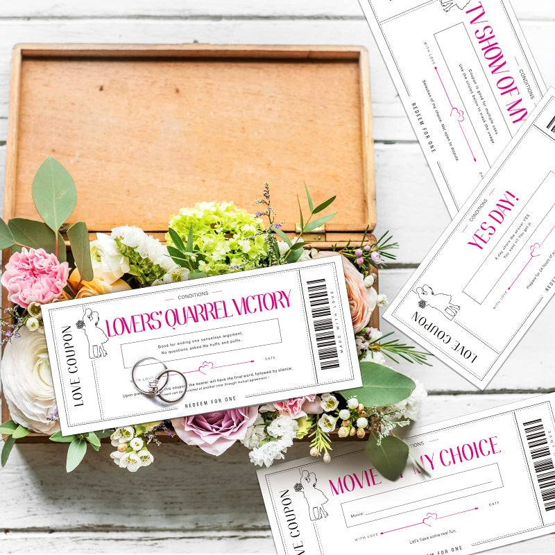 Zonon بطاقات قسائم حب زونون 20 قطعة للزوجين، الزوج، الزوجة، الصديق أو الصديقة هدية رومانسية للزفاف، الذكرى السنوية أو عيد الميلاد، 20 تصميم (أبيض) - Image 3