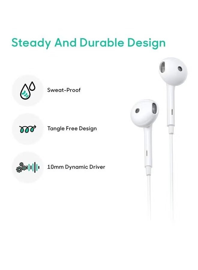 ELTRAZONE Wired In-Ear Earphones with HD Stereo Sound & Noise Isolation – Lightweight Earbuds with Built-in Microphone & Multi-Function Control – 3.5mm Jack for Smartphones, Laptops & Tablets (White) - Image 3