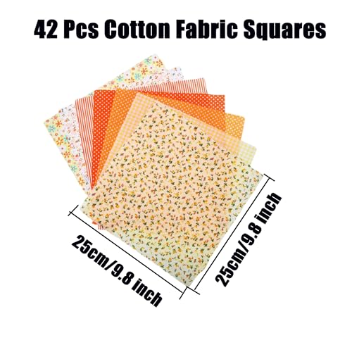 Litboom 42PCS Cotton Fabric Squares for Quilting-9.8x9.8 inches, Multi-Color Floral Prints, Red Pink Yellow Green Blue Purple - Image 3
