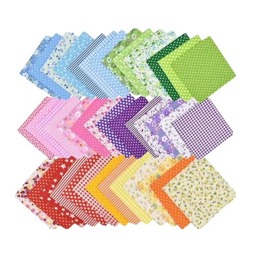 Litboom 42PCS Cotton Fabric Squares for Quilting-9.8x9.8 inches, Multi-Color Floral Prints, Red Pink Yellow Green Blue Purple - Image 4