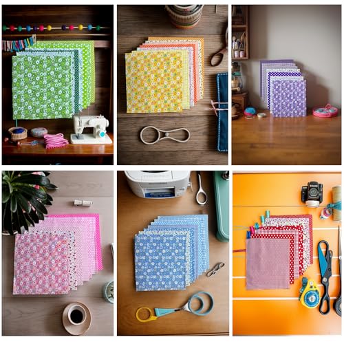 Litboom 42PCS Cotton Fabric Squares for Quilting-9.8x9.8 inches, Multi-Color Floral Prints, Red Pink Yellow Green Blue Purple - Image 2