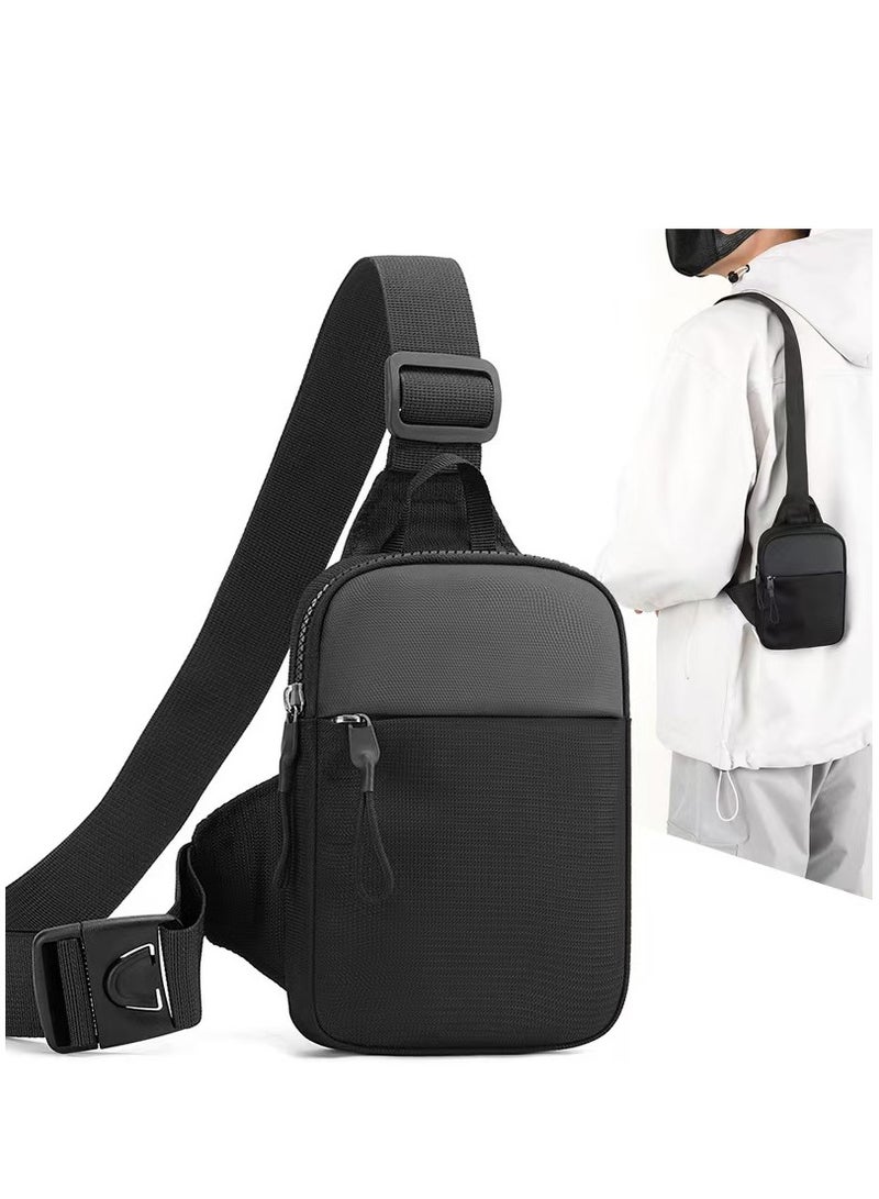 Mini Crossbody Bag Chest Bag Dual Pocket Waterproof Waist Bag Running Phone Holder for Men Women Fitness Travel