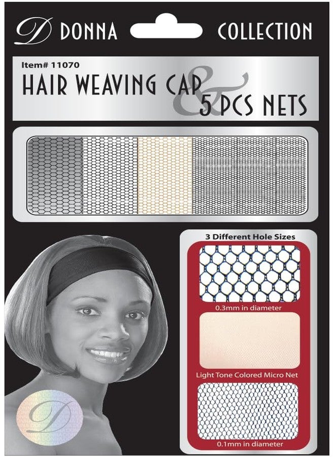 دونا قبعة دونا لتركيب الشعر بخمس شبكات، تصميم شبكي مزدوج بحزام قابل للتعديل، ثلاثة أحجام للفتحات لصنع وتركيب الشعر المستعار، أسود - Image 1