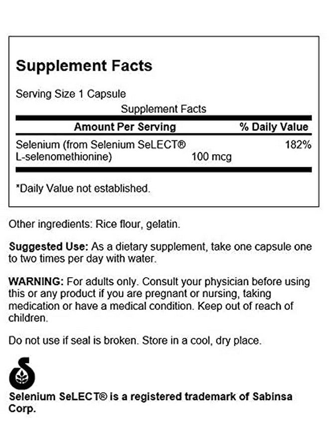 Swanson Selenium (L-Selenomethionine) - Herbal Supplement Promoting Heart Health & Prostate Health - May Support Immune System & Thyroid Health - (300 Capsules, 100mcg Each) (2 Pack) - Image 2