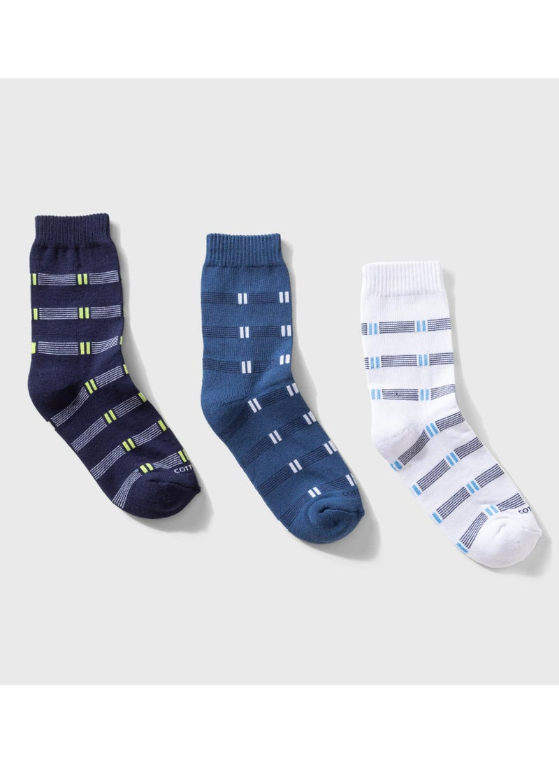 COTTONIL Athletic Crew Socks, 6 Pack, Cotton Blend Half-Towel Cushioned, Multi-Design Patterns for Men - Image 4